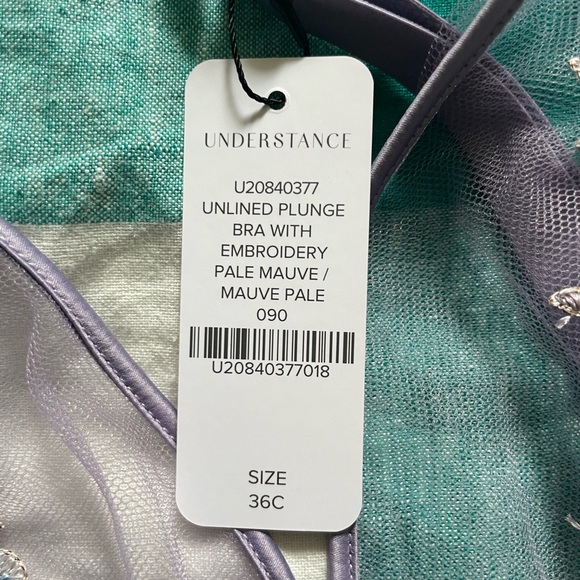 Moonlight Sheer Plunge Mauve Floral Embroidered Bra & Matching Thong - Picture 10 of 15